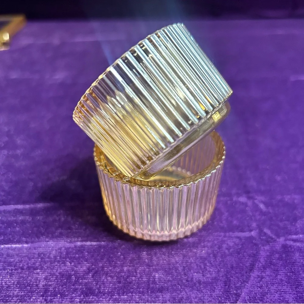 ‼️SOLD‼️ Set of Four Ribbed Glass Tea Light Candle Holders - Picture 10 of 10